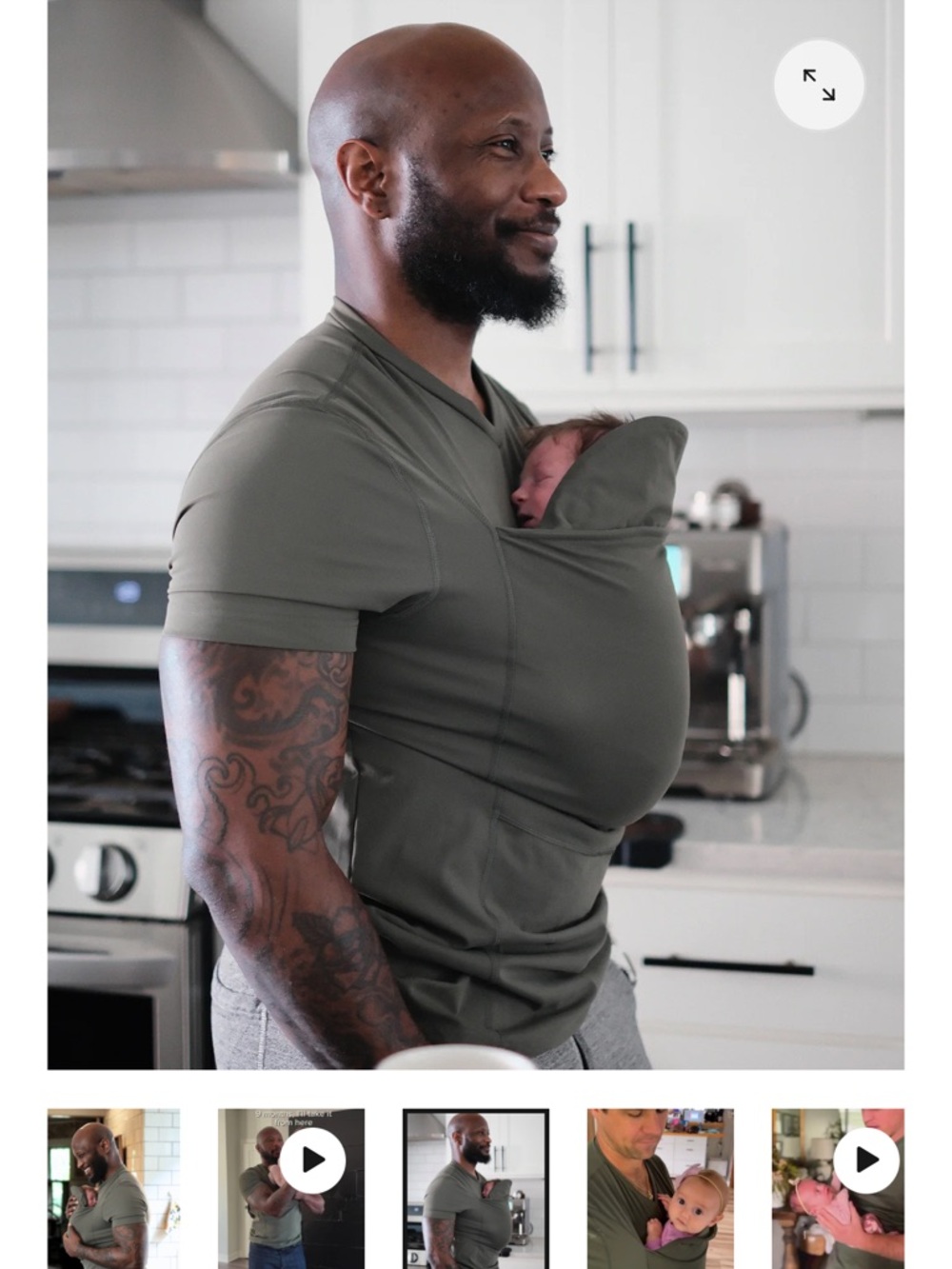 Lalabu dad shirt NWT Long-Sleeve baby wearing/carrying shirt in olive green - Picture 2 of 5